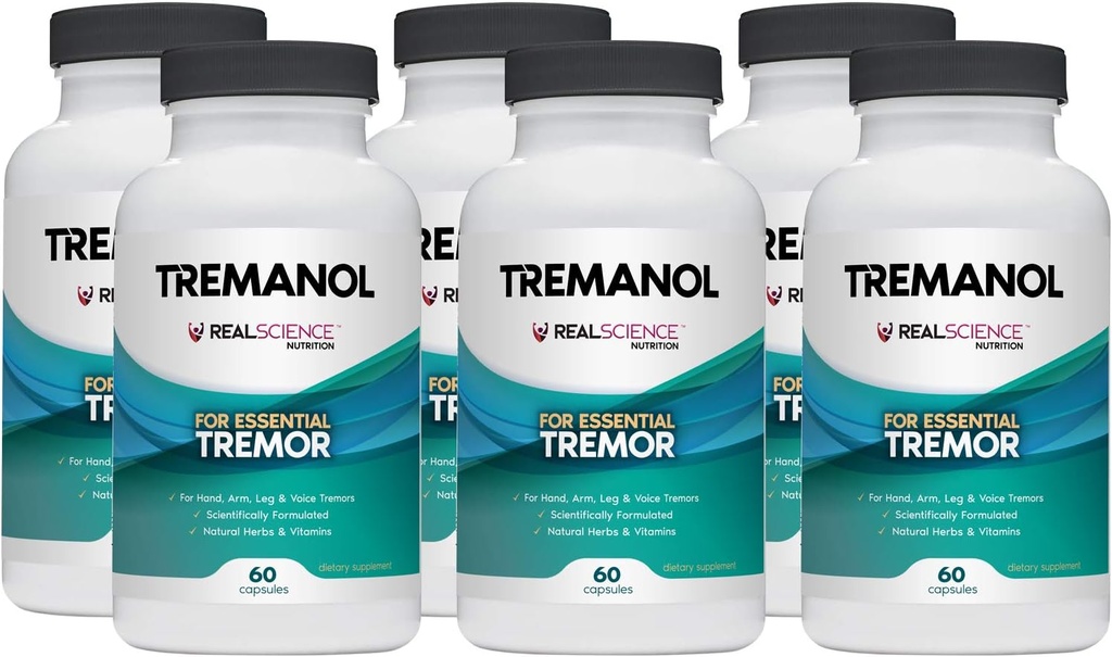 Tremanol - Pack med 6 - naturligt stöd för väsentlig tremor - ger lättnad för Shaky Hands, Arm, Leg och Voice Tremors