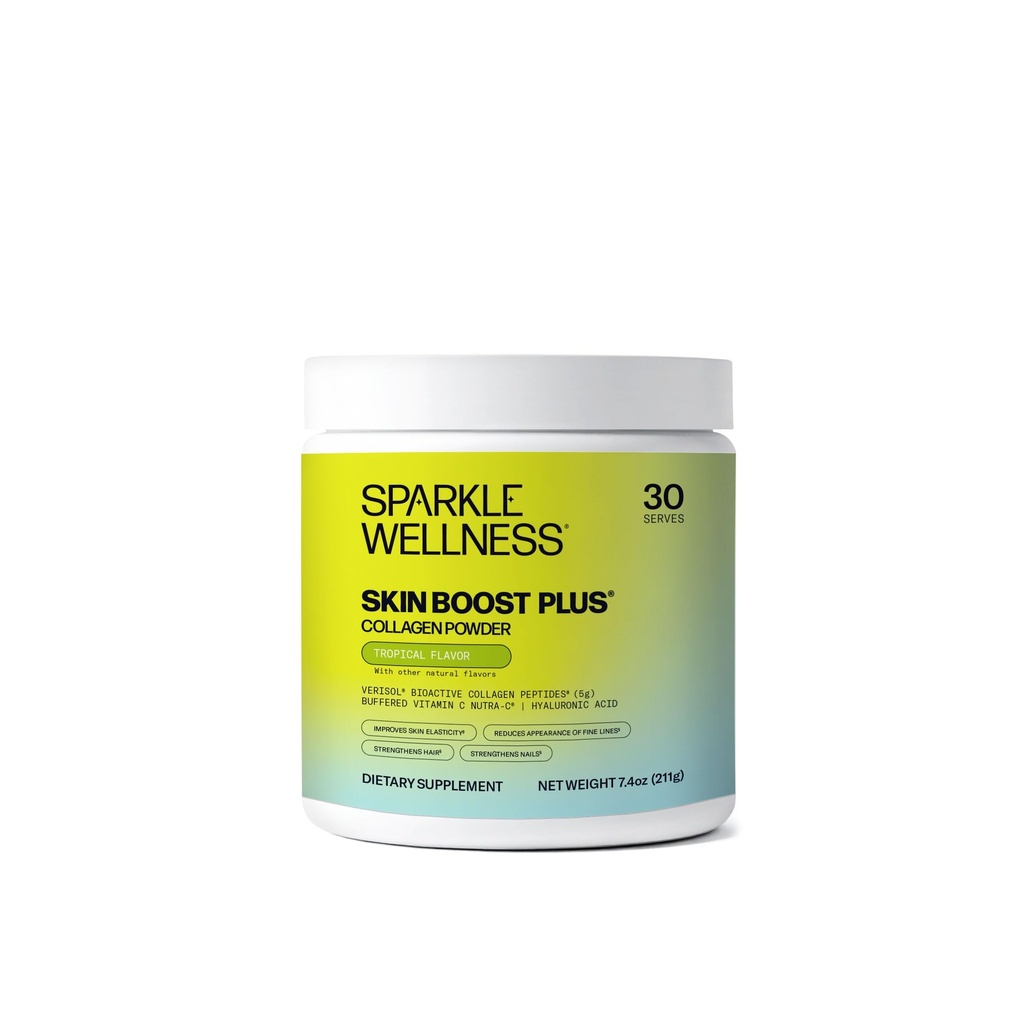 Sparkle Wellness VERISOL Bioactive Hydrolyzed Collagen Peptides | Collagen Powder Supplement med vitamin C & Hyaluronsyra för hår, hud och nagelhälsa | Hud Boost Plus (Tropical) [30-Serves]