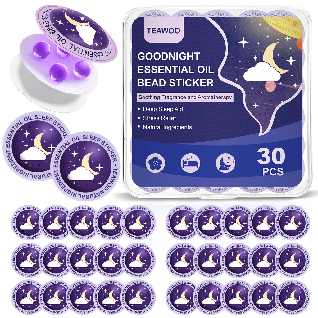 Sleep Patches for Adults and Kids, Goodnight Sleep Oil Bead Sleeping Aid Patches (30 PCS, Serving Up to 120 Nights), Uppgraderad Sweet Dream Formel med 100% naturliga växtingredienser