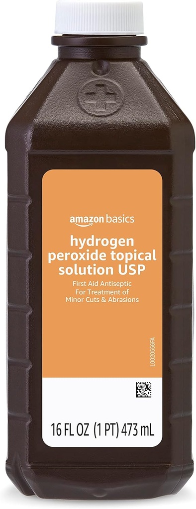Basics Hydrogen Peroxid Topical Solution USP, First Aid Antiseptic for Cuts, Scrapes och Wound Disinfection, 16 fl oz, Pack of 1 (tidigt Solimoi)