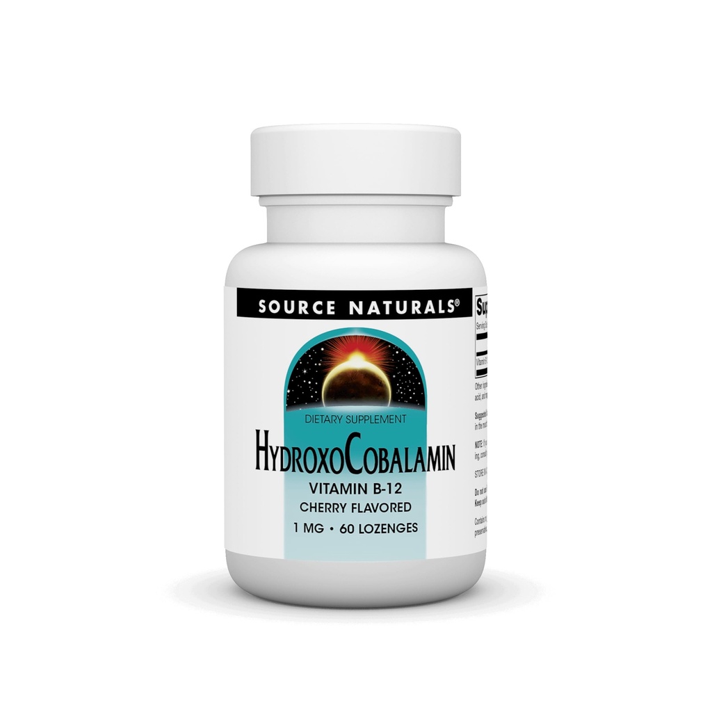 Källa Naturals HydroxoCobalamin, vitamin B-12, 1 mg - 60 Cherry Flavored Lozenges