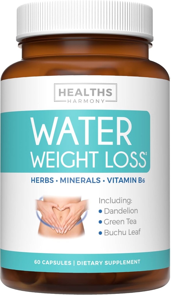 Natural Diuretic Water Pills (2 Månadsförsörjning) Relief från Bloating, Swelling, Water Retention, Water Weight Loss - Dandelion, Potassium och Green Tea Herbal Supplement - för kvinnor och män - 60 kapslar