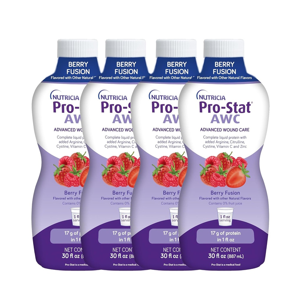 Pro-Stat Advanced Wound Care (AWC), Concentrated Liquid Protein Medical Food - Berry Fusion Flavor, 30 Fl Oz flaska (Case of 4)