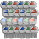 Lice Comb - (Pack of 24) Head Lice Treatment som är individuellt paketerad professionell rostfri stållus och nitkomber tar bort ägg med rundade tips för komfort