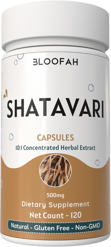 Shatavari Capsules 500mg | Koncentrerad 10:1 Extrakt | Asparagus racemosus Root Herbal Supplement | Non-GMO, Gluten-Free, Traditionell Herbal Formel (120 greve (1))