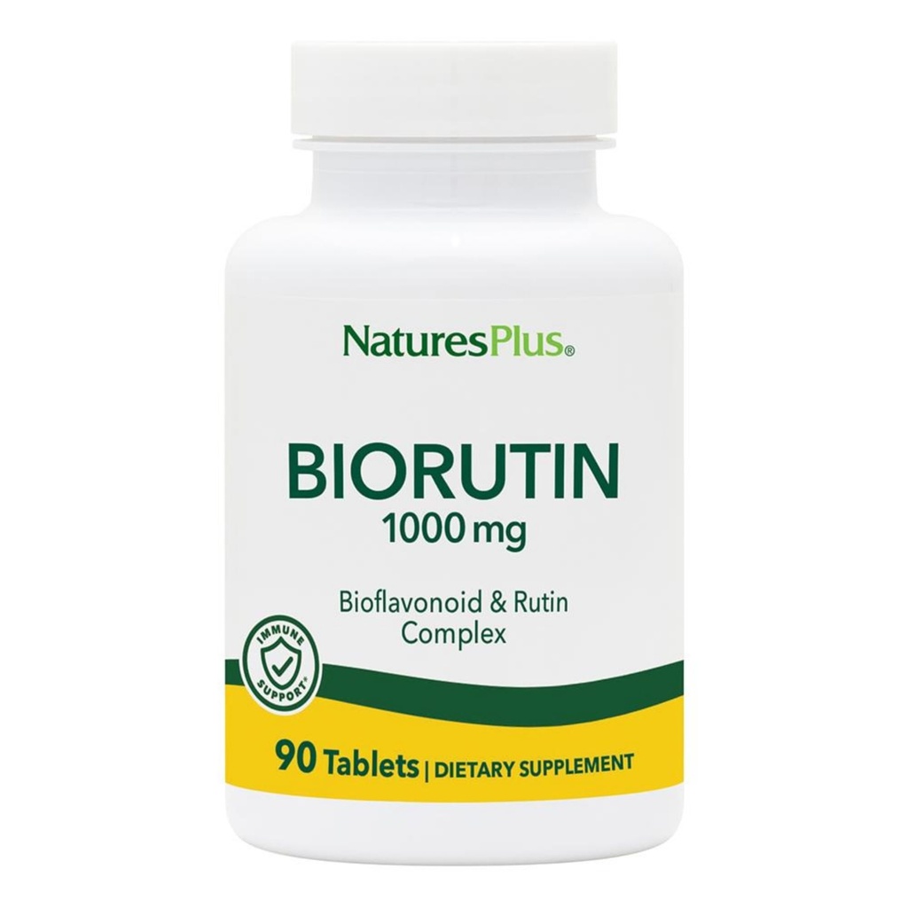 Natures Plus Biorutin 1000 mg - 90 tabletter - Bioflavonoid & Rutin Complex - stöder vaskulär funktion och cirkulation - Vegetarisk, glutenfri - 90 portioner