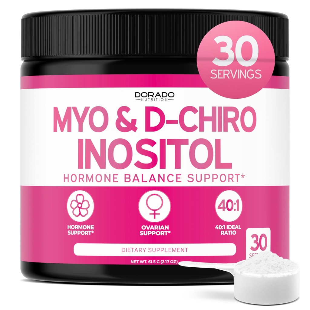 Myo-Inositol & D-Chiro Inositol Supplement Powder (2050mg Per Serving Ideal 40:1 Ratio Myo Inositol,30 Day Supply) For Hormone Balance for Women & Ovarian Health - Third Party Tested, Vegan & USA Made