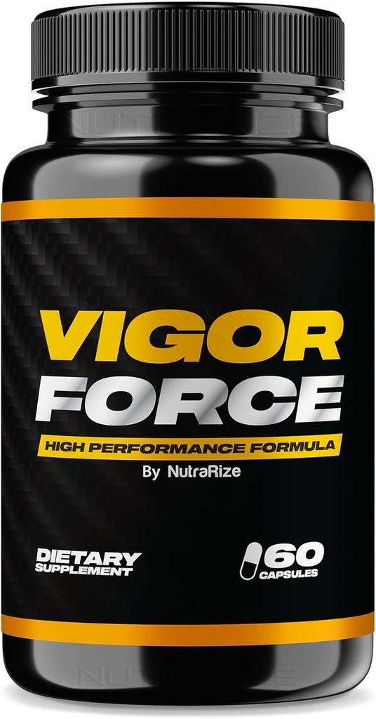 NutraRize Vigor Force för män, högpresterande manliga kapslar, alla naturliga kosttillskott för övergripande hälsa och välbefinnande, officiella piller 50 Review (60 kapslar)