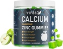Kalcium Magnesium Zink Gummies 600mg med vitamin D3 K2, 120 Gummies Plant Based Sugar-Free Calcium Gummies High Absorption Complex Calcium Supplement 70 + Spår Mineraler för benstyrka, Vegan