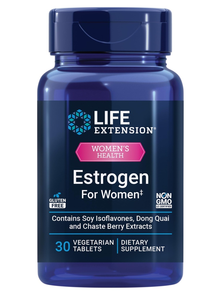 Life Extension Estrogen for Women, Helps Relieve hot Flashes and Night Sweats, Soy isoflavones, Norway Spruce Extract, chasteberry, Hormone-Free, Gluten Free, Non-GMO, Vegetarian, 30 Tablet