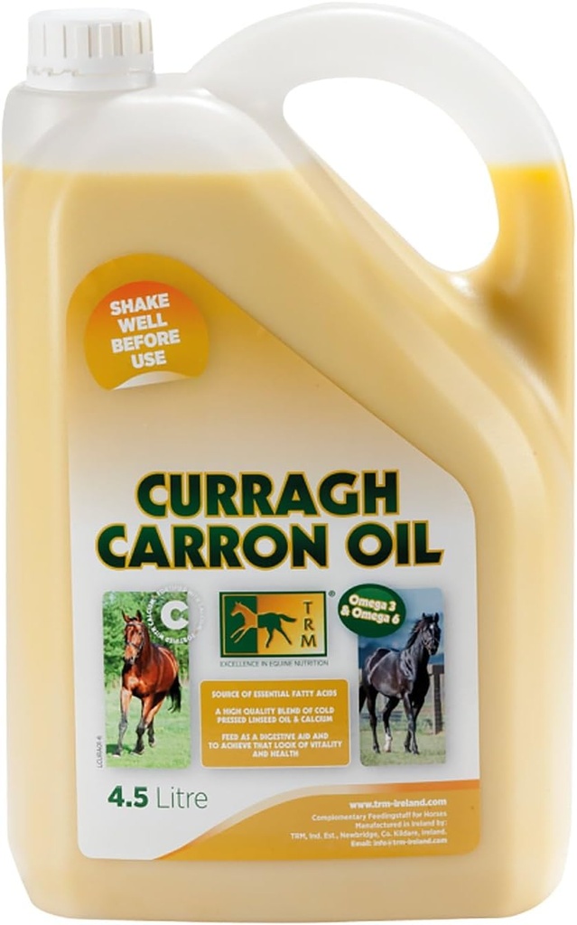 TRM Curragh Carron Flaxseed Oil Digestive Horse Supplement för en Shiny Coat | Källa av Omega 3 & 6 | Förbättrar vikt, Skin & Coat Condition - 152 fl oz / 1,2 US gal (4,5 Liter) - 152 fl oz (1.2 US gal)