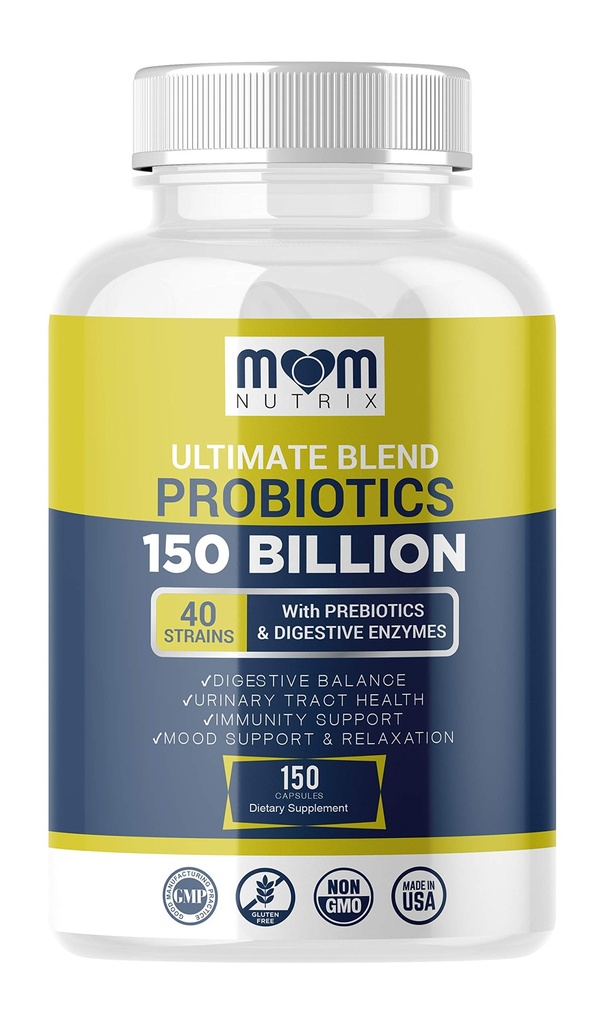 Probiotika 150 miljarder CFU - 40 Strain Probiotics for Women, Probiotics for Men and Adults - Shelf Stable Probiotic med Organic Prebiotic - Acidophilus Probiotic - 150 kapslar - Made in USA