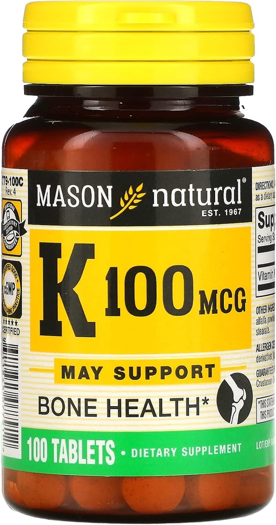 MASON NATURAL Vitamin K, 100 mcg, 100 tabletter
