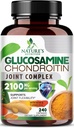 Glukosamin Chondroitin MSM 2100mg Complex - Gemensamt stöd tillskott för gemensam rörlighet och komfort för män och kvinnor med gurkmeja & Boswellia, Triple Strength Glucosamine Supplements - 240 kapslar
