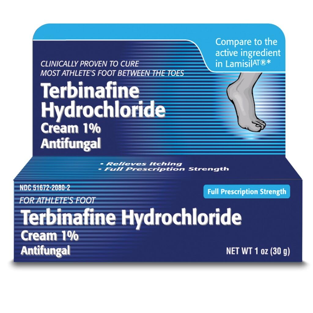 TARO Terbinafine Hydrochloride antifungal Cream 1% - Athletes Foot Cream Extra Strength, relieves itching & Burning, Cures Most Athlete's Foot, Jock Itch & Ringworm