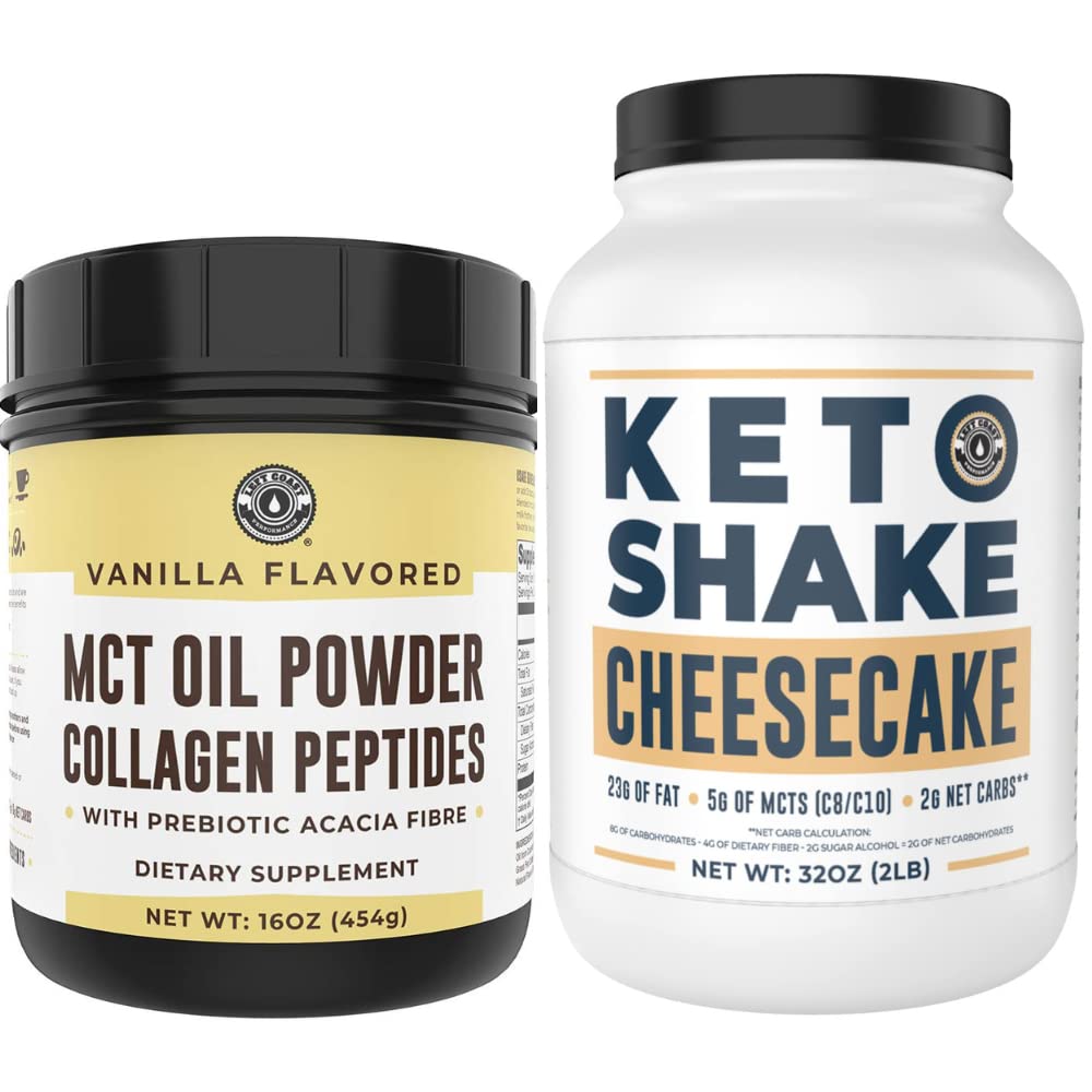 Vänsterkustprestanda Keto MCT Pulver + Collagen och Keto Cheesecake Meal Replacement