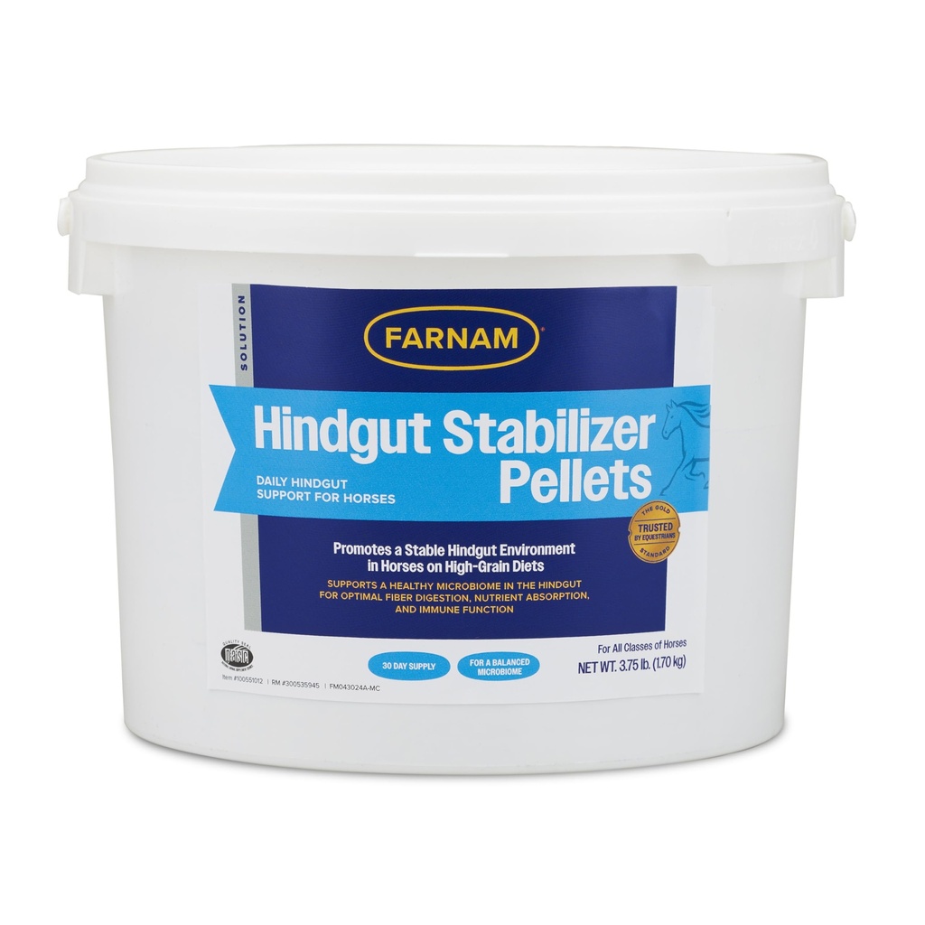 Farnam Hindgut Stabilizer Pellets, Daily Hindgut Support for Horses, 3.7 lb