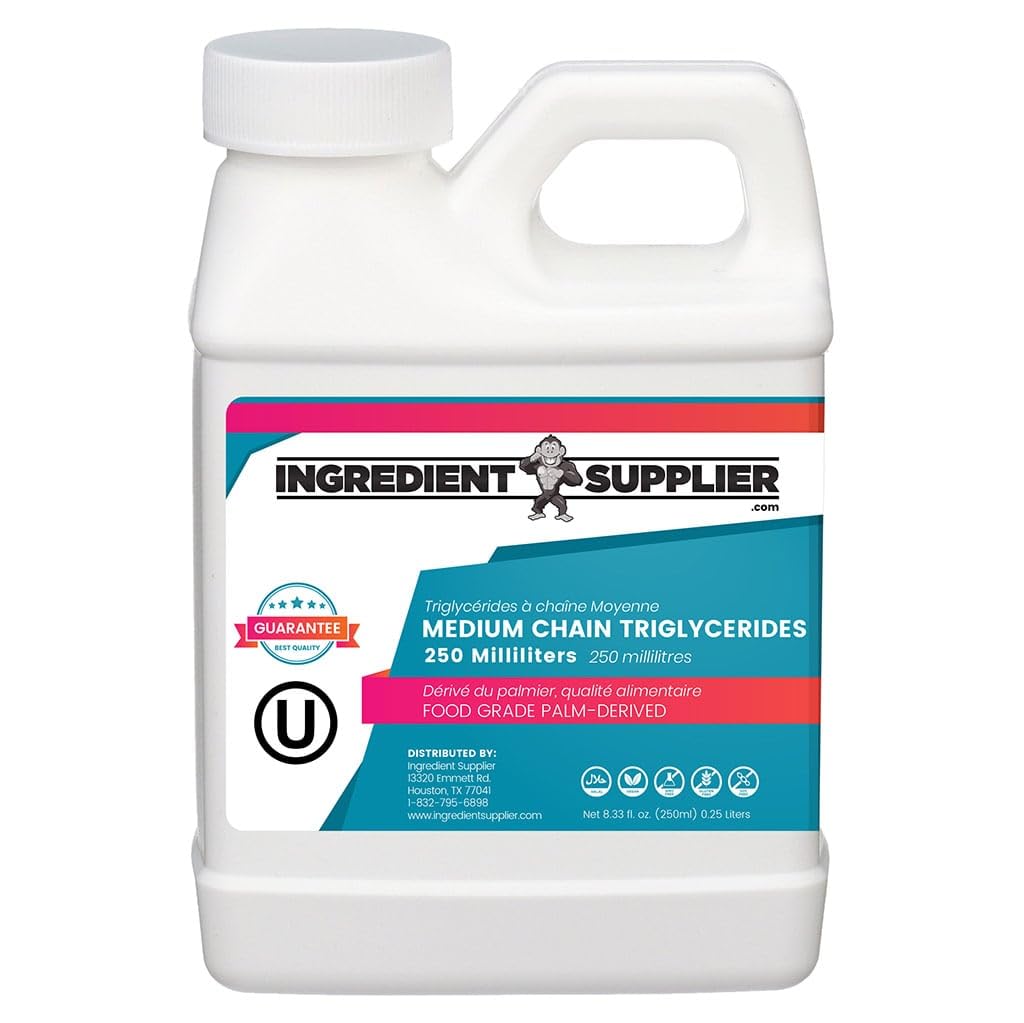 MCT Oil - 250ml (8,33 oz.) Hållbar Palm härledd - USP Food Grade - Non GMO - Halal - för sportnäring, Keto eller Paleo Diet, ren energi, extrakt