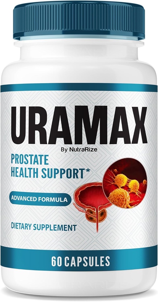 NutraRize Uramax Capsules, Uramax Prostate Health Support, UraMax All-Natural Supplement, Uramax Extra Strength Pills för att främja uthållighet och energi, Ura Max Pills Reviews (60 kapslar)