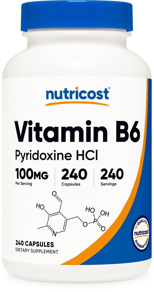 Nutricost Vitamin B6 (Pyridoxin HCl) 100mg, 240 kapslar