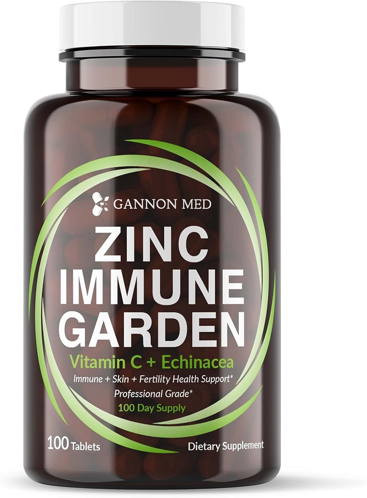 Chelated Zinc 50mg Immune Garden Vitamin C 800mg Zinc Supplements Echinacea 600mg per Tablet - Immunity + Skin + Reproductive Health Minerals - Zinc Chelate Immune Booster for Kids & Adults