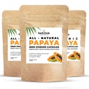 Papaya Seed Powder Capsules - Kraftfull Papain Supplement med vitamin A, C, & E & Enzymes för Digestion & Gut Health - 360mg / Serving - 60 Vegan Capsules per Pack (Pack of 3, 90-180 Day Supply)