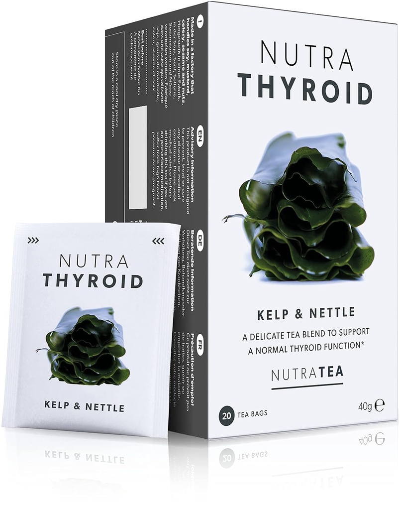 NUTRATHYROID - Thyroid Support Tea | Thyroid Health Tea - Stödja din metabolism och sköldkörtelfunktion - 40 kuverterade tepåsar - av Nutra Tea - Herbal Tea - (2 Pack)