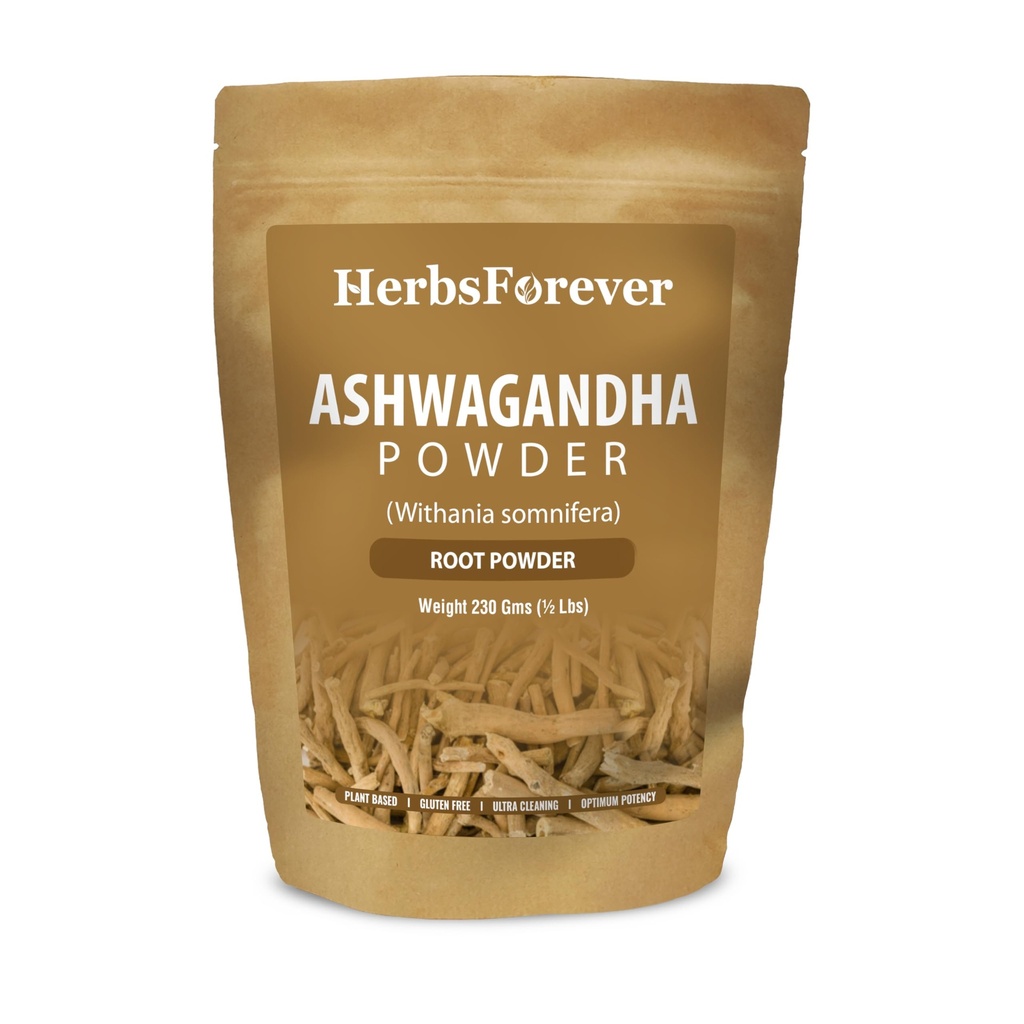 HerbsForever Ashwagandha Powder 230g I Winter Cherry, Non-GMO, Vegan, Gluten-Free I Ayurvedic Stress-Buster stöder energibooster, Vitality & Rejuvenator Total Wellness