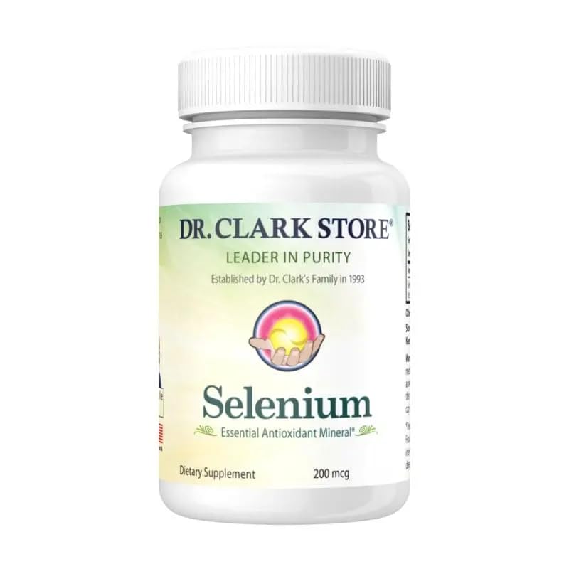 Dr Clark Selenium Supplement 200 Mcg - Dietary Capsules med Essential Mineral - Förbättrar sköldkörtelfunktion, immunstöd - 100 kapslar