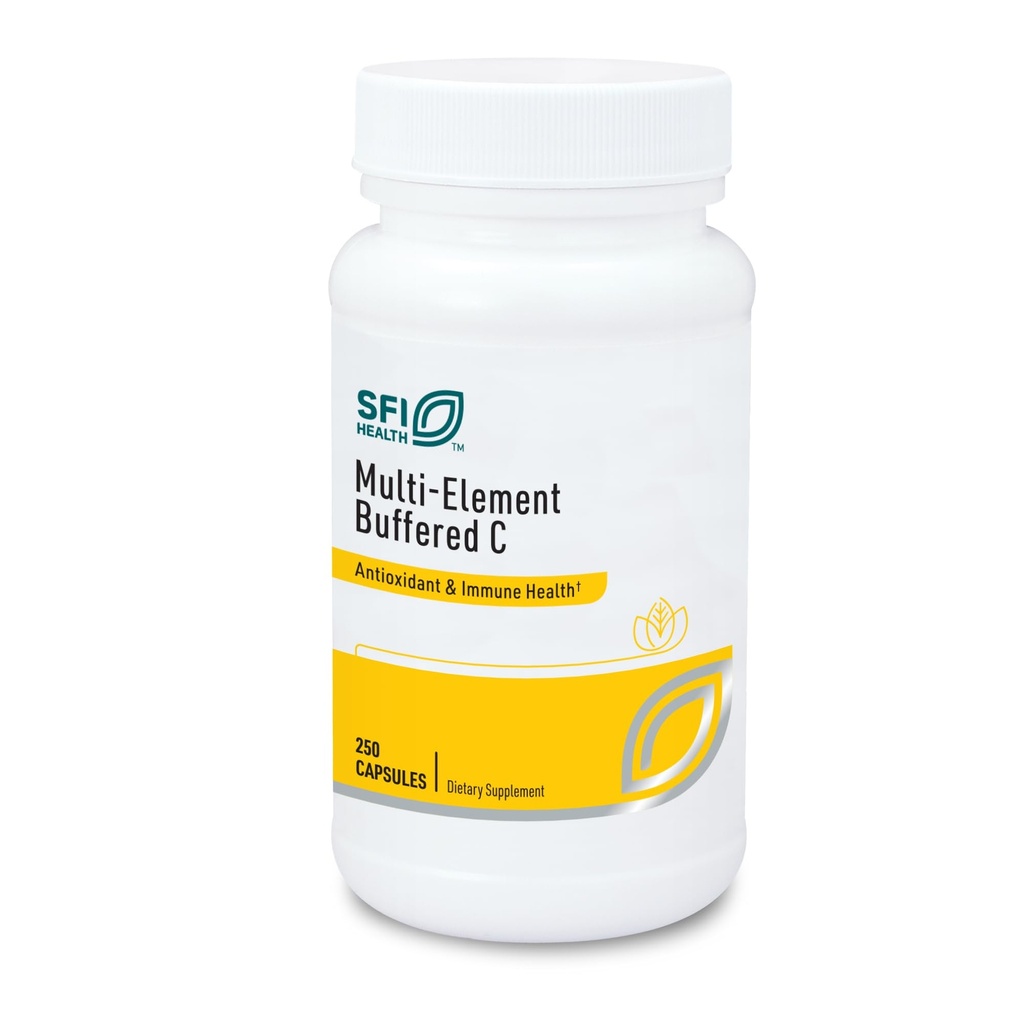 SFI Health Klaire Labs Buffered Vitamin C Capsules med Quercetin Bioflavonoids & L-Glutathione för att stödja immunfunktion och antioxidantskydd - Hypoallergenic & Gentle på mage (250 kapslar)