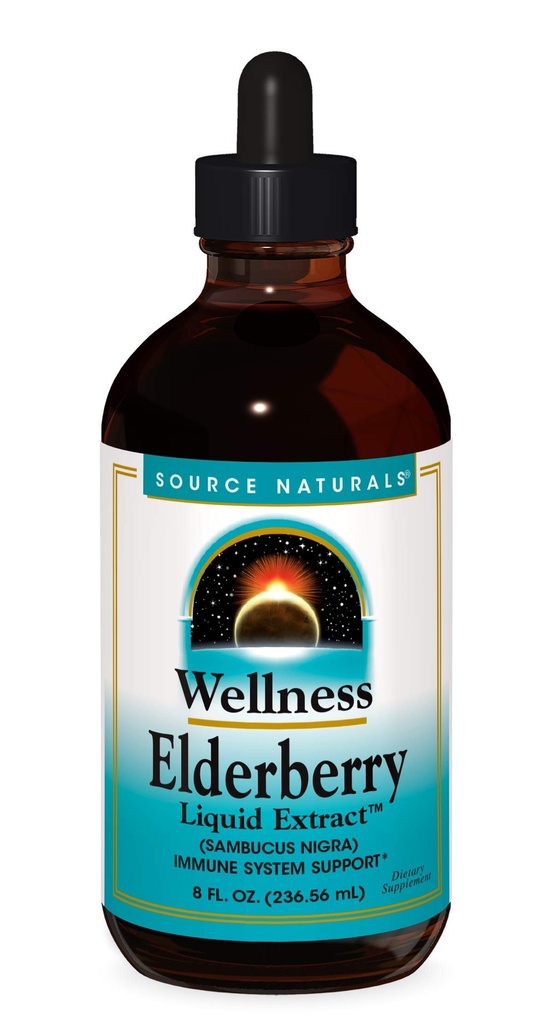 Källa Naturals Wellness Elderberry Liquid Extract för Immune System Support - Sambucus nigra - 8 Fluid oz