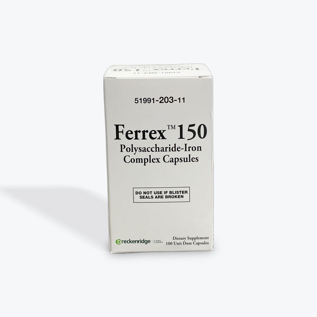 Ferrex 150 Polysaccharide Iron Complex kapslar av Breckenridge - 100 Ea