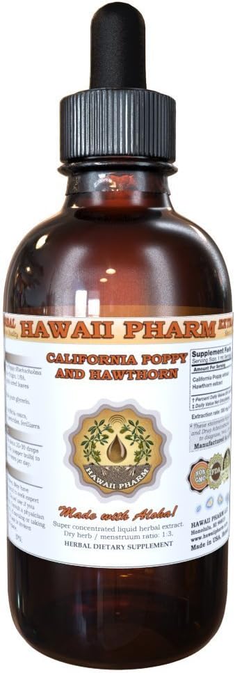 Californian Poppy (Eschscholzia Californica) och Hawthorn (Crataegus Laevigata) Liquid Extract 4 oz