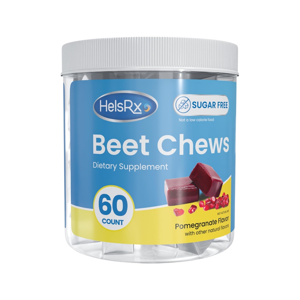 Beet Chews Dietary Supplement - Hjärta hälsosamma Chews - Blodtrycksstöd och energi - Sugar Free (60 greve)