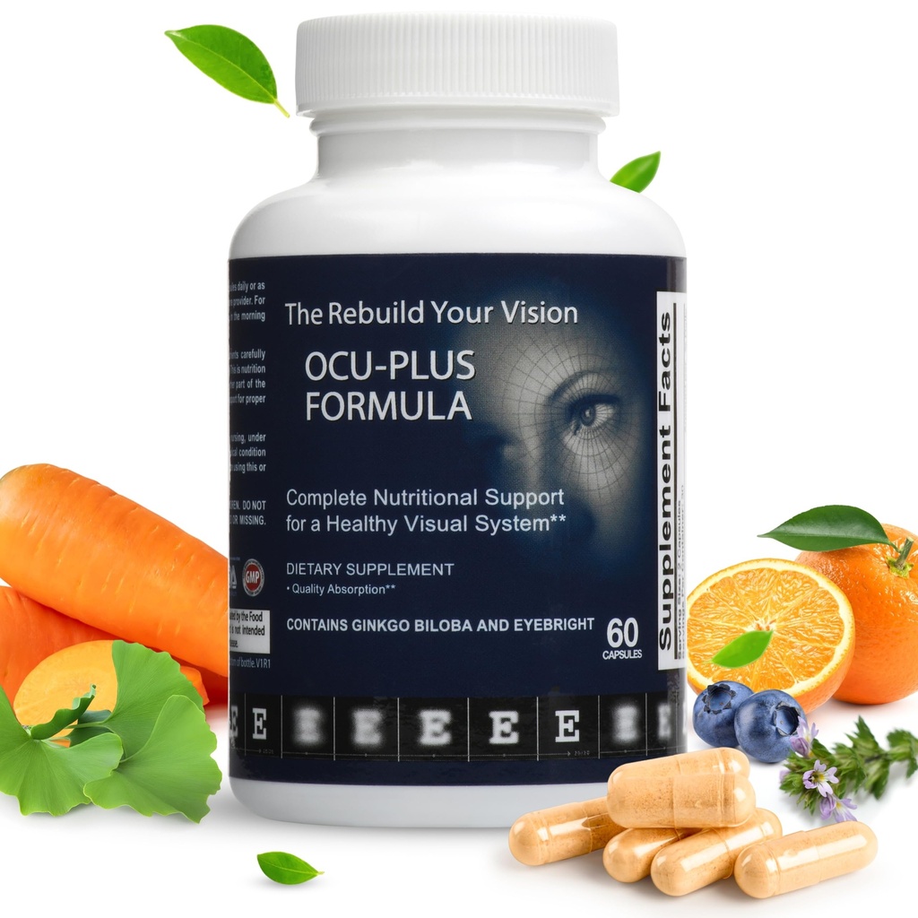 Ocu-Plus Formel - Eye Health Supplement med Lutein & Zeaxanthin - Stöder Visuell Clarity, Night Vision & Macular Health - med Bilberry, Ginkgo Biloba & NAC - 60 kapslar