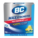BC MAX Styrka snabb smärtlindring pulver, Lemonade smak Aspirin 500mg och Acetaminophen 500mg lösa paket, 16 greve
