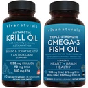 Antarctic Krill Oil och Triple-Strength Omega 3 Fish Oil Bundle, 1250 mg Krill Oil & 2 200 mg Fish Oil Per Serving Tillhandahåller Omega 3 EPA och DHA