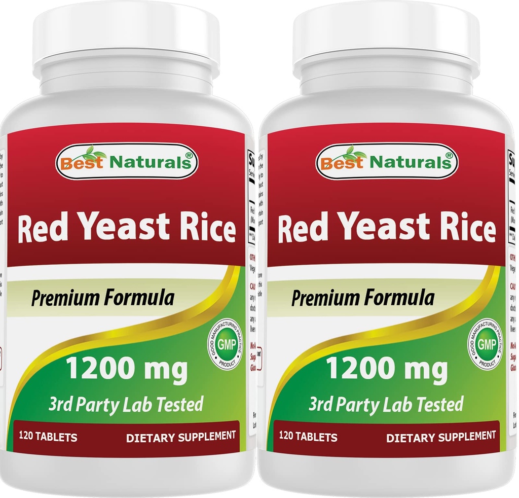 Bästa naturliga röda jästris 1200 mg (icke-GMO) 120 tabletter (120 greve av 2)