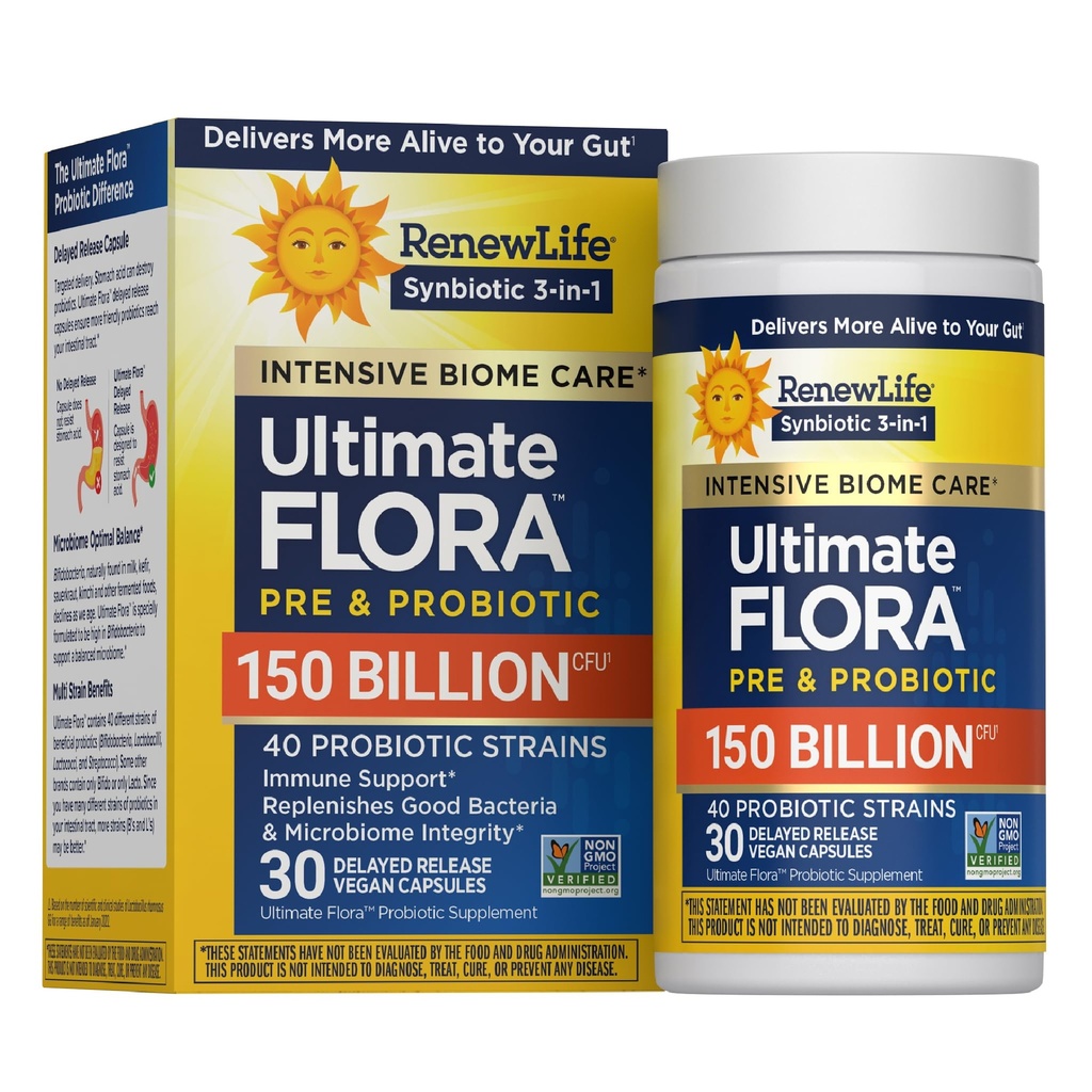 Förnya livet Ultimate Flora Adult Ultimate Care Probiotic, 150 miljarder, 30 Caps (Package May Vary)