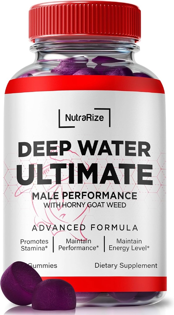NutraRize Deep Water Ultimate Male Gummies - Officiell djupvatten Male Essentials, Premium Deepwater Ultimate Gummies för män, Djupt vatten Ultimate Male Gummy, Performance Review (60 Gummies)
