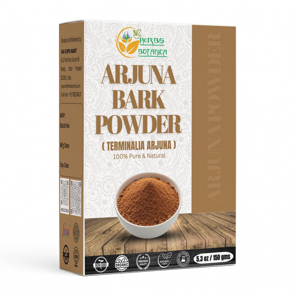 Herbs Botanica Arjuna Powder 100% Pure Arjuna Bark Powder (Arjun Ki Chaal) för Herbal Tea & Wellness - Finely Ground Tree Bark Powder för DIY Användning - 5,3 oz Pack