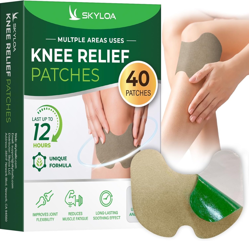 Knee Relief Patches, Knee Patches, Heat Patches för Joint Back Shoulder Neck, Herbal Patches för Knee, Wormwood Extract Sticker för Knee, långvarig lättnad för muskel, upp till 12 timmar | 40 greve