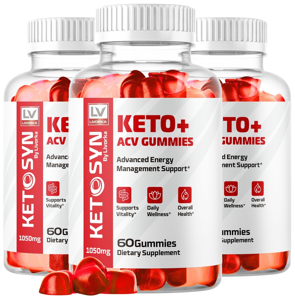 LIVORKA (3 Pack) Ketosyn ACV Gummies, Keto Syn Gummies, Ketosyn Keto Plus ACV Gummies, Ketosyn Keto ACV Gummies, Keto Syn ACV Gummies 1050 MG, Keto ACV Gummies Ketosyn, 180 Gummies för 3 månader