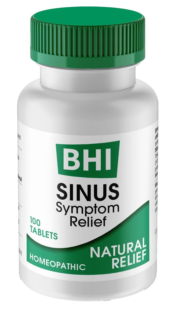 BHI Sinus Natural Congestion Relief 7 riktade homeopatiska aktiva ingredienser hjälper till att lindra nasala kalla symtom, smärta, tryck och huvudvärk extra styrka stöd för kvinnor och män - 100 Tabletter