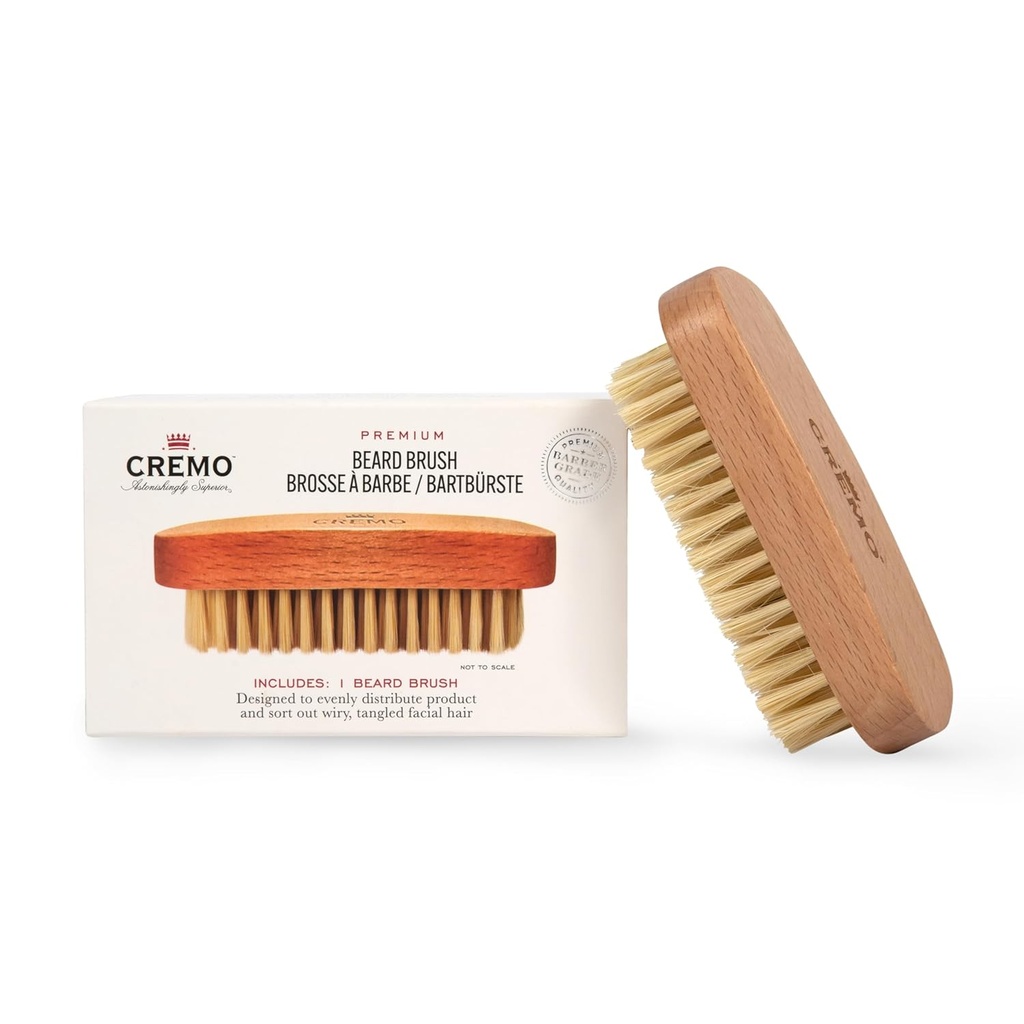 Cremo skäggtillbehör, 100% Boar Bristle Beard Brush med Wood Handle - Shape, Style och Groom Any Length Facial Hair