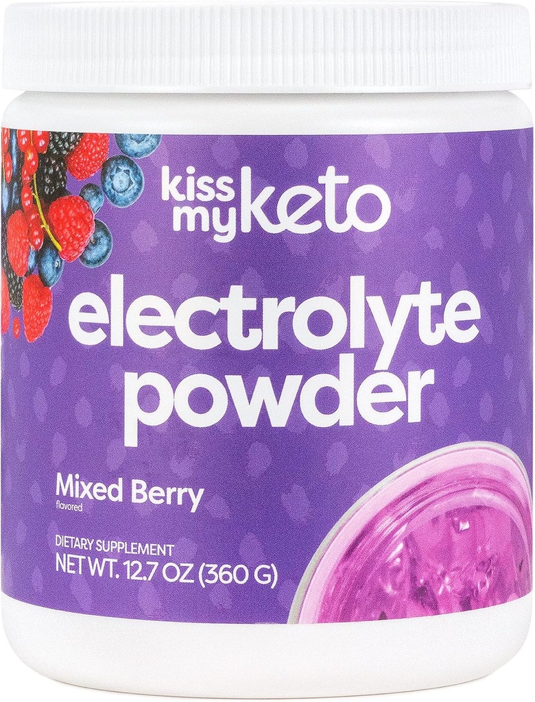 Kiss My Keto Electrolyte Powder — Mixed Berry, Supplement (90 Servings), Refreshingly Fruity, Hydration Drink Mix, Zero Carbs, 5 Calories, Sugar Free, 12.7 Ounce