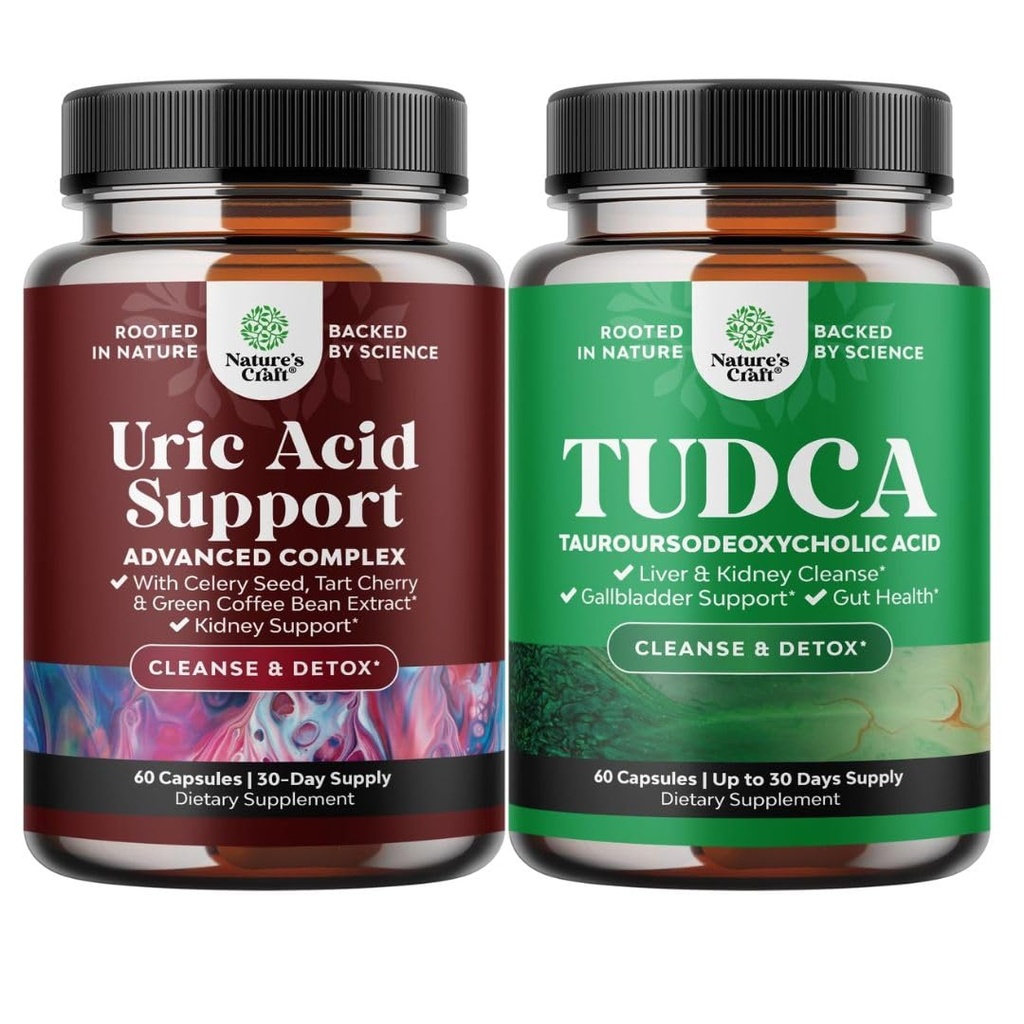 Bundle of Herbal Uric Acid Cleanse och Detox och Advanced TUDCA Liver Support Supplement - Essential Daily Kidney Cleanse och Uric Acid Support - för Gallbladder Liver och Kidney Support