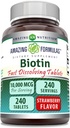 Fantastiska Formel Biotin 10 000 Mcg | Snabbupplösta tabletter | Icke-GMO | Glutenfri tillägg | Tillverkad i USA (Strawberry | 240 greve)