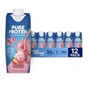 Rent protein jordgubbsprotein shake, 30g komplett protein, redo att dricka och Keto-Friendly, vitaminer A, C, D och E plus Zink för att stödja immunhälsa, 11oz flaskor, 12 Pack