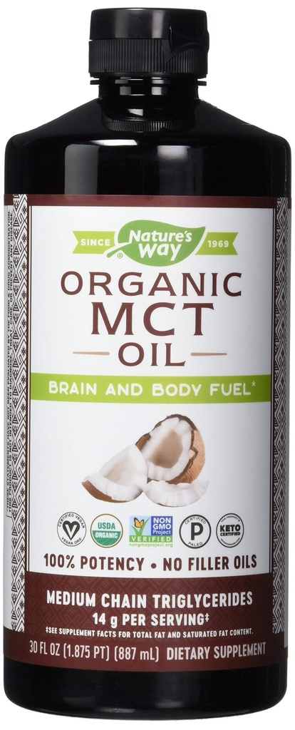 Nature's Way Nature's Way Mct Oil från Coconut Pure Source, No Filler Oils, 14 G Mcts Per Serving, 30 Fl Oz (Pack of 6)